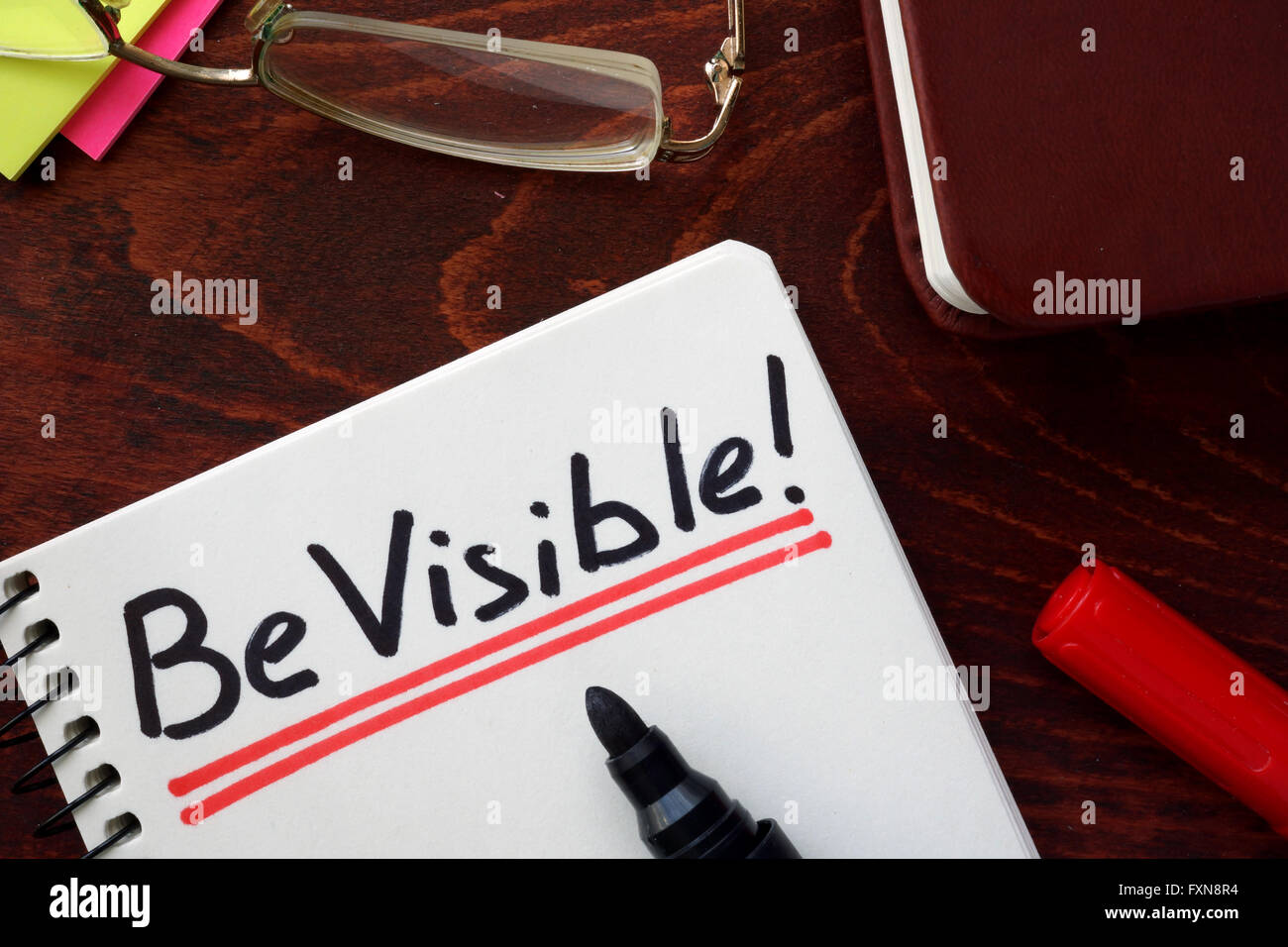 Geschrieben werden sichtbar in einem Notebook. Motivation-Konzept. Stockfoto