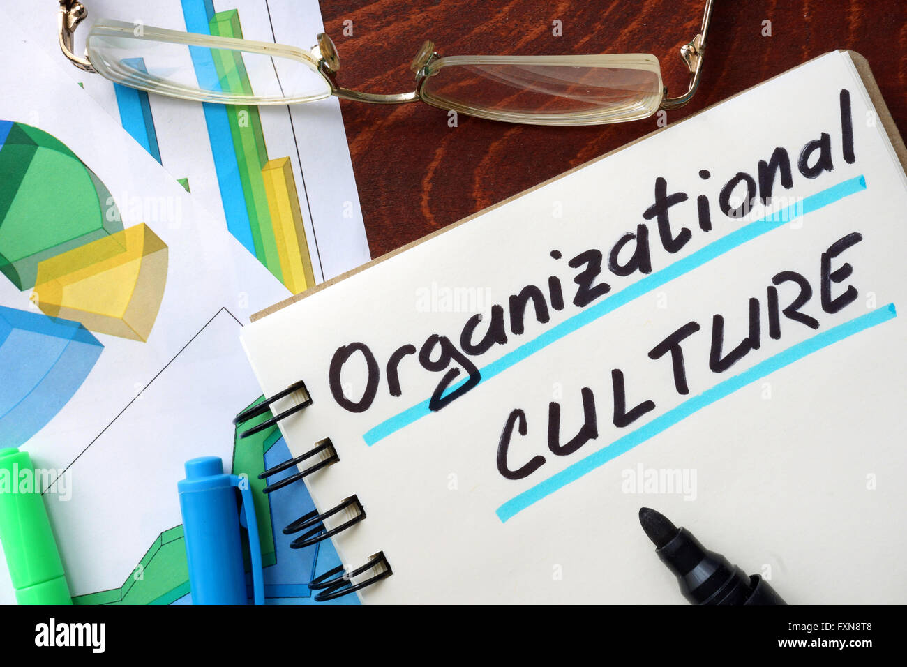Organisatorische Kultur in einem Editor geschrieben. Business-Konzept. Stockfoto