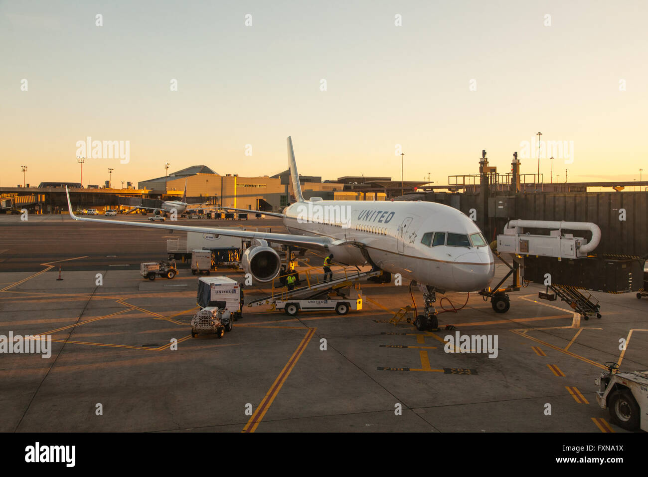 United Airlines-Flugzeugen am Newark Liberty international Airport, New Jersey, New York, Vereinigte Staaten von Amerika. Stockfoto