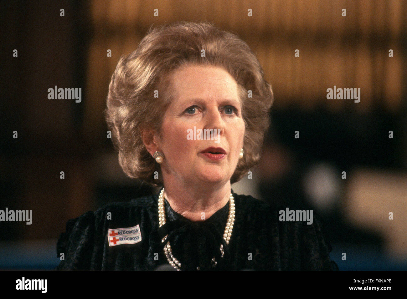 Der ehemalige Premierminister Margaret Thatcher auf konservative Konferenz Stockfoto