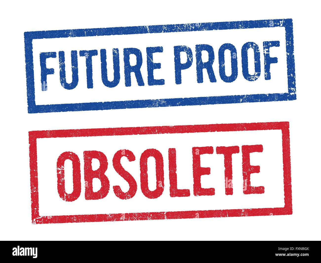 Zukunftssicher und veraltete Briefmarken Stock Vektor