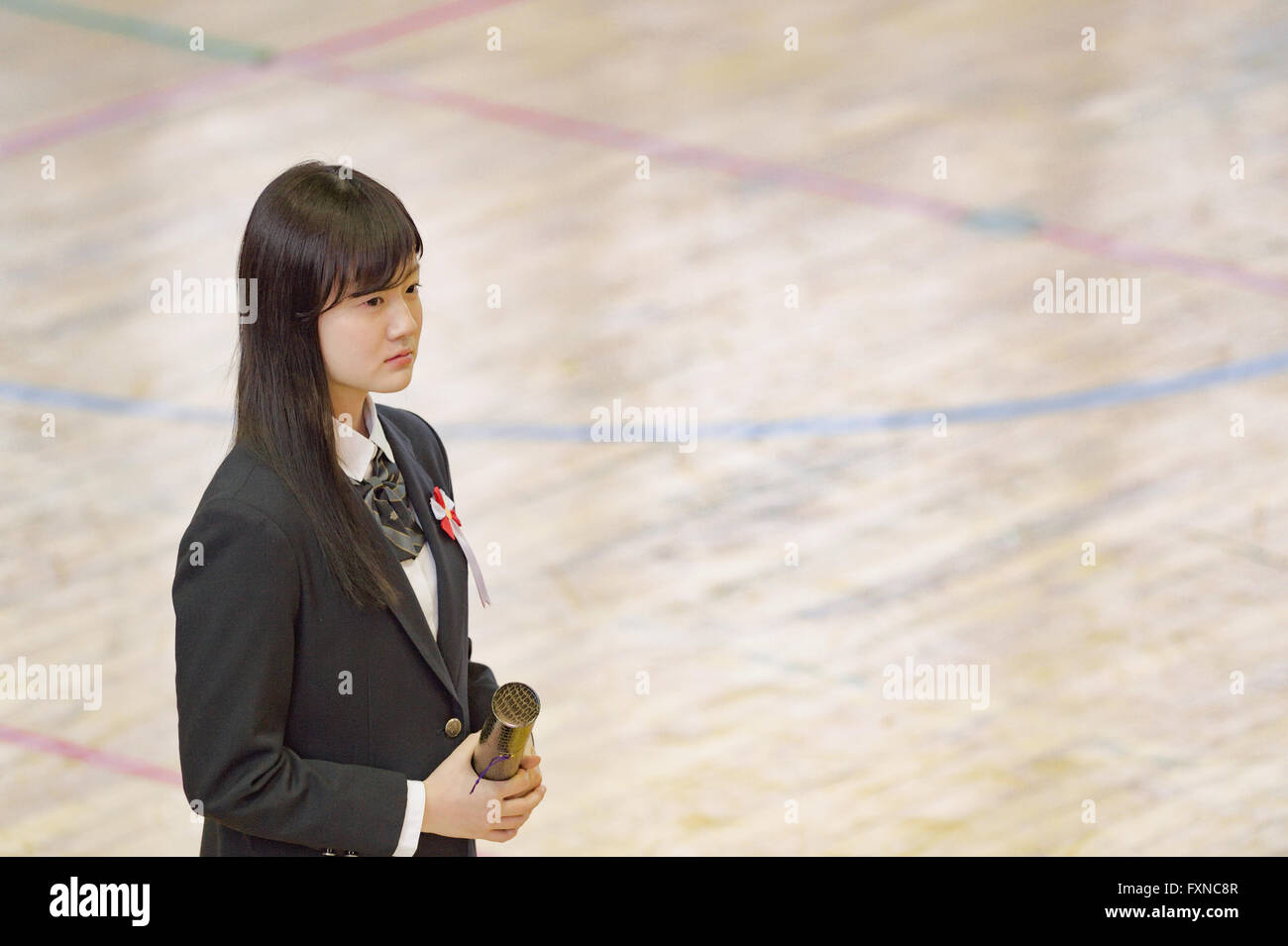 Japanische High-School-Abschlussfeier Stockfoto
