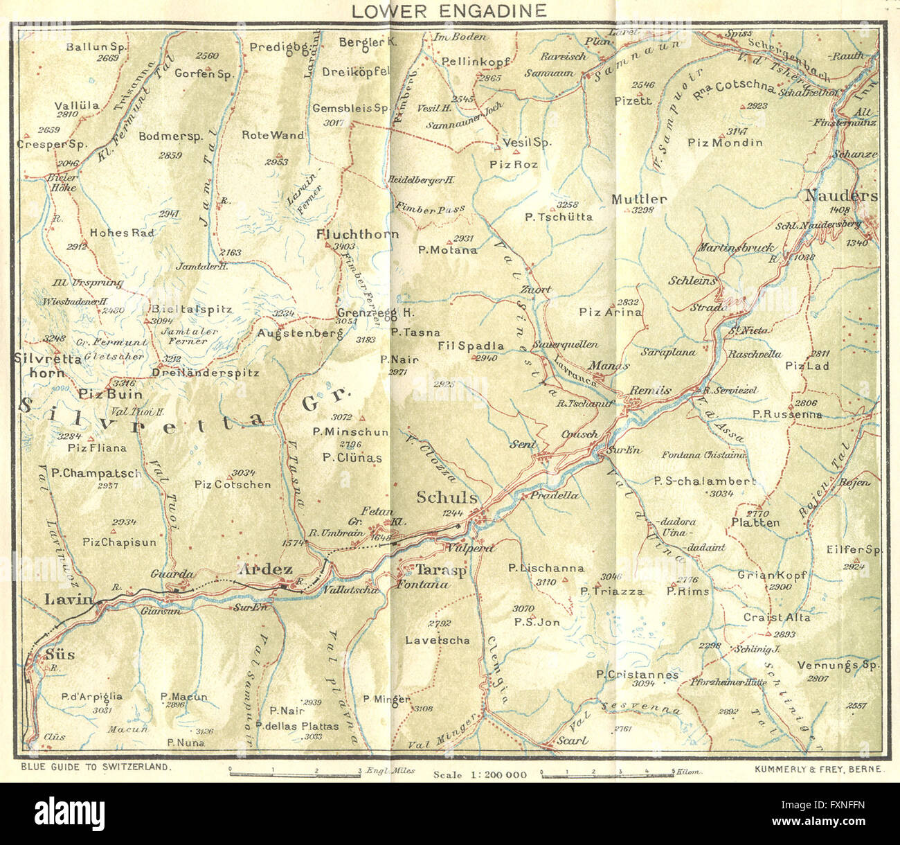 Schweiz: Unterengadin, 1923 Vintage Karte Stockfotografie - Alamy