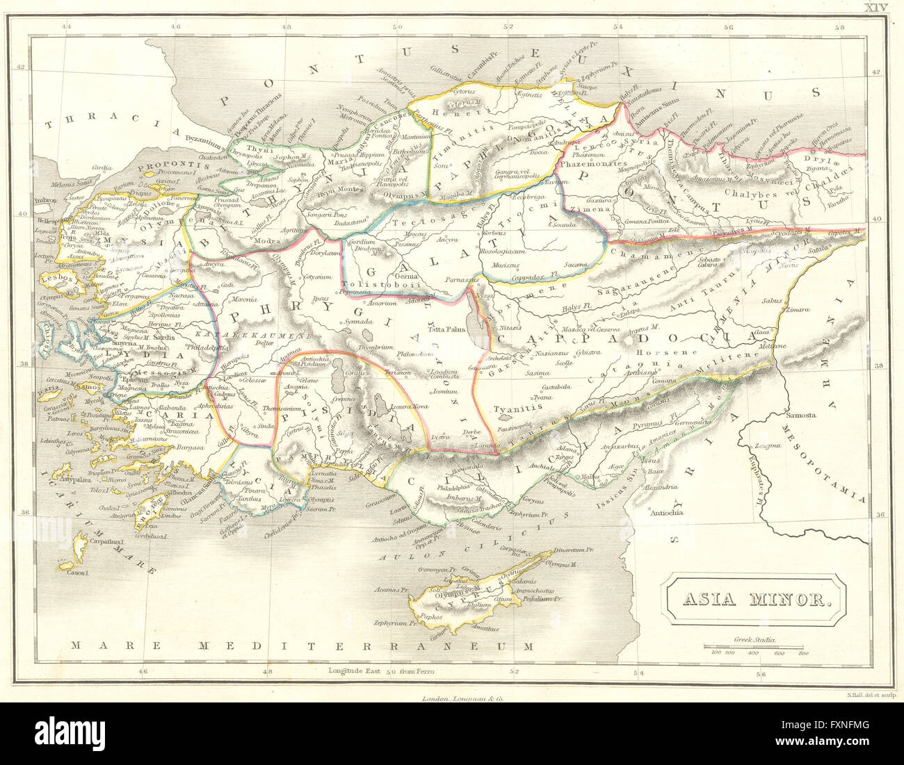 Türkei: Kleinasien, 1847 Antike Landkarte Stockfotografie - Alamy