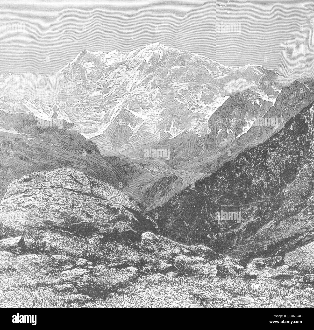 Schweiz: Monte Rosa, aus Galcoro, antique print c1885 Stockfoto