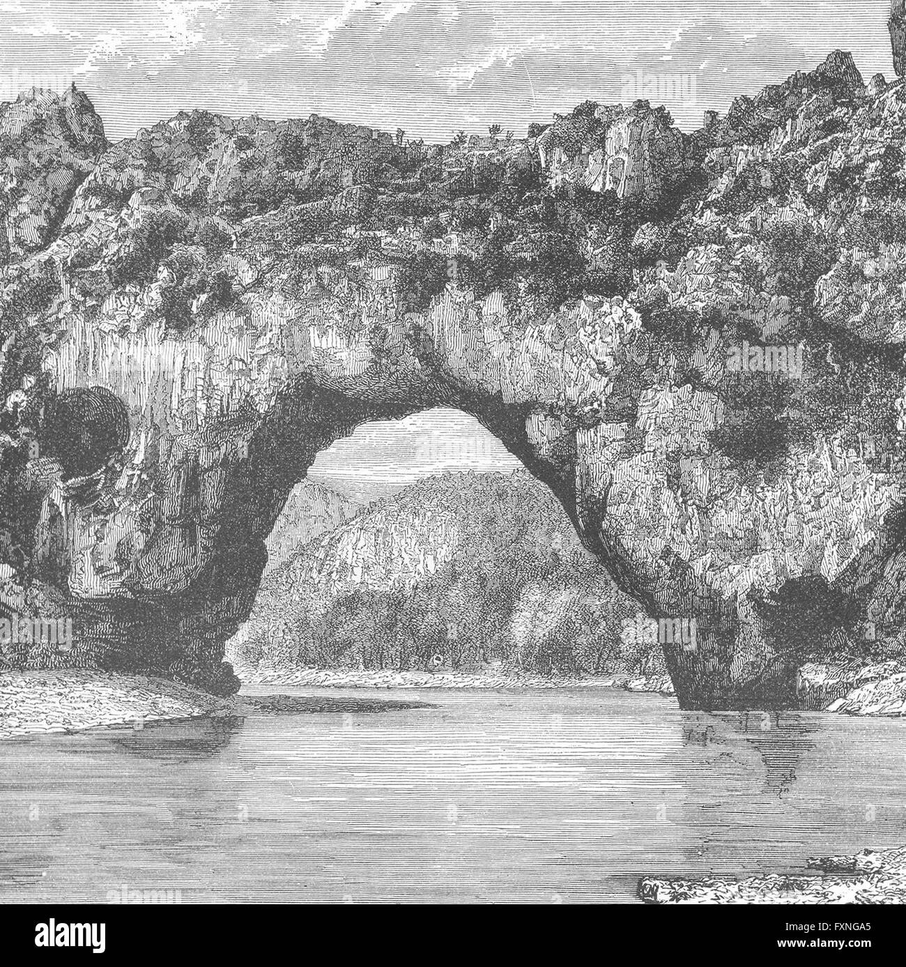 Frankreich: Pont D'Arc(Ardeche), antike print c1885 Stockfoto