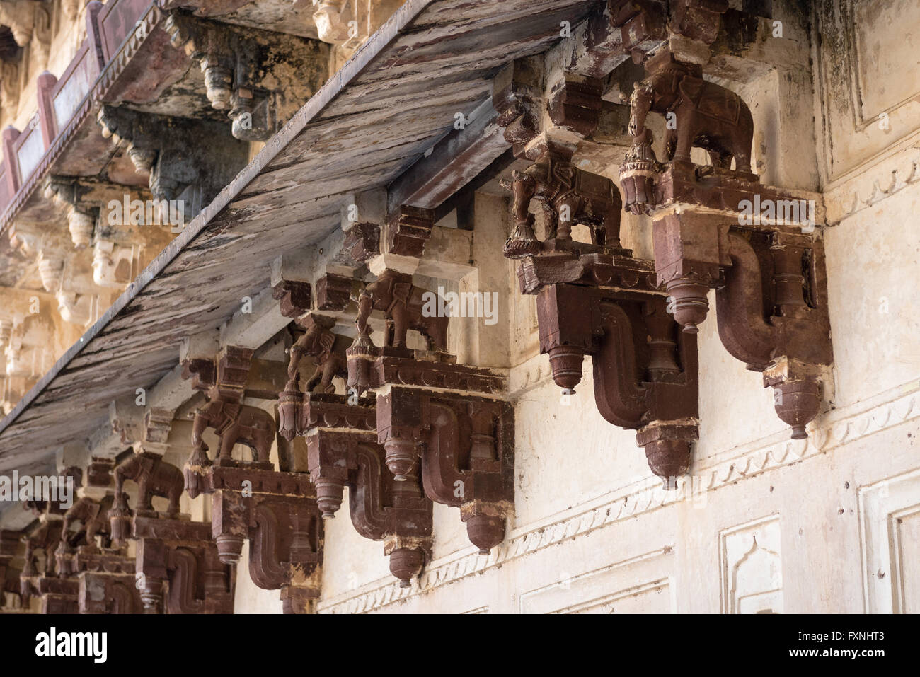 Innere Fassade von Jahangir Mahal, Orchha, Indien Stockfoto