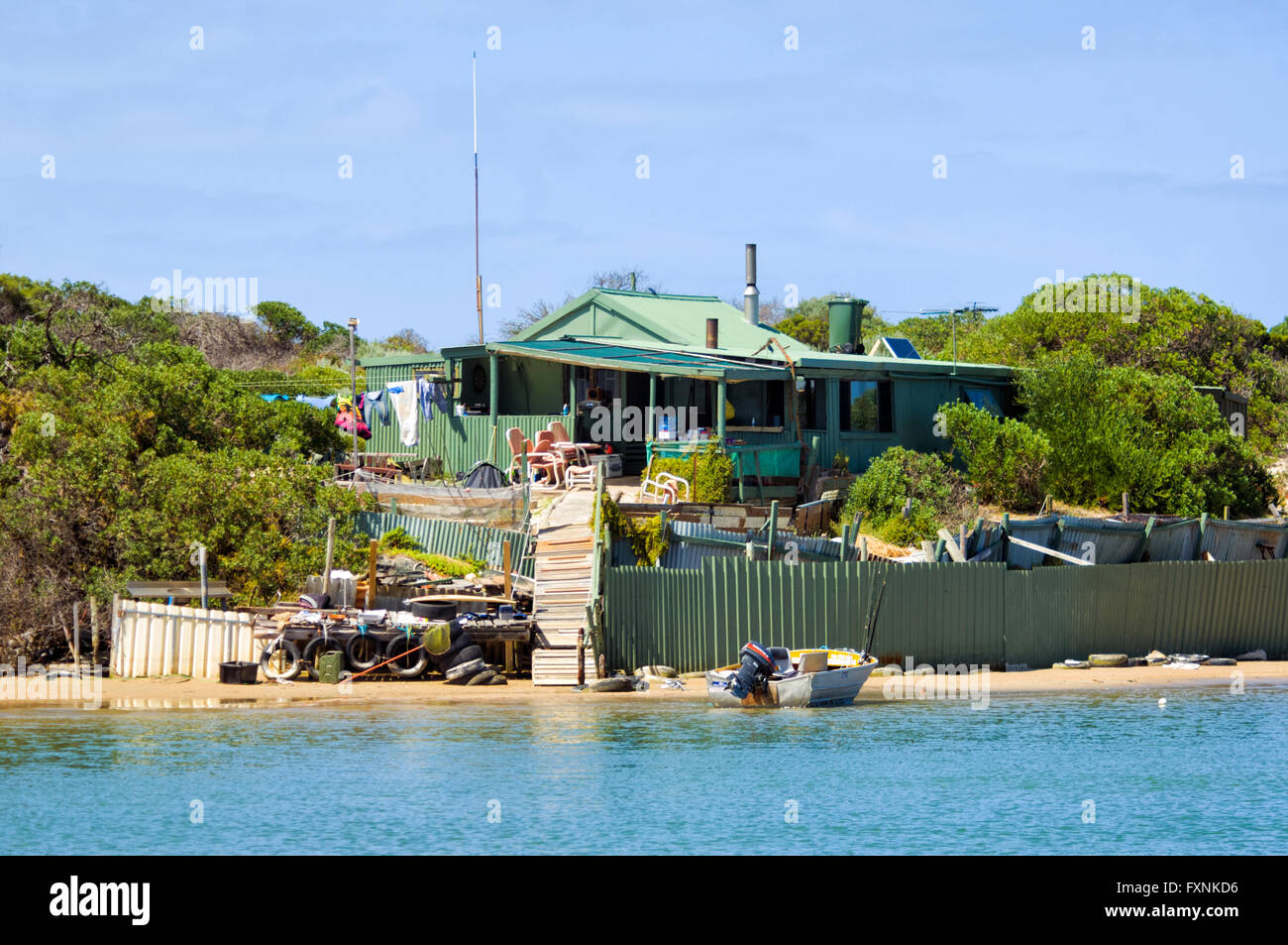 Alte Fischerei Shack, Coorong National Park, Fleurieu Peninsula, South Australia Stockfoto