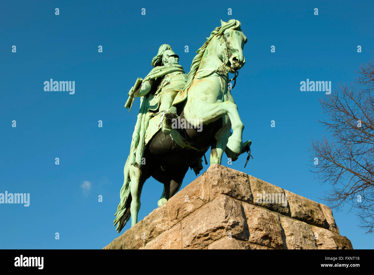 Köln, Reiterstandbild des Preussischen Königs Friedrich Wilhelm IV. Vom Bildhauer Gustav Blaeser eine der Rechtsrheinischen Nordse Stockfoto