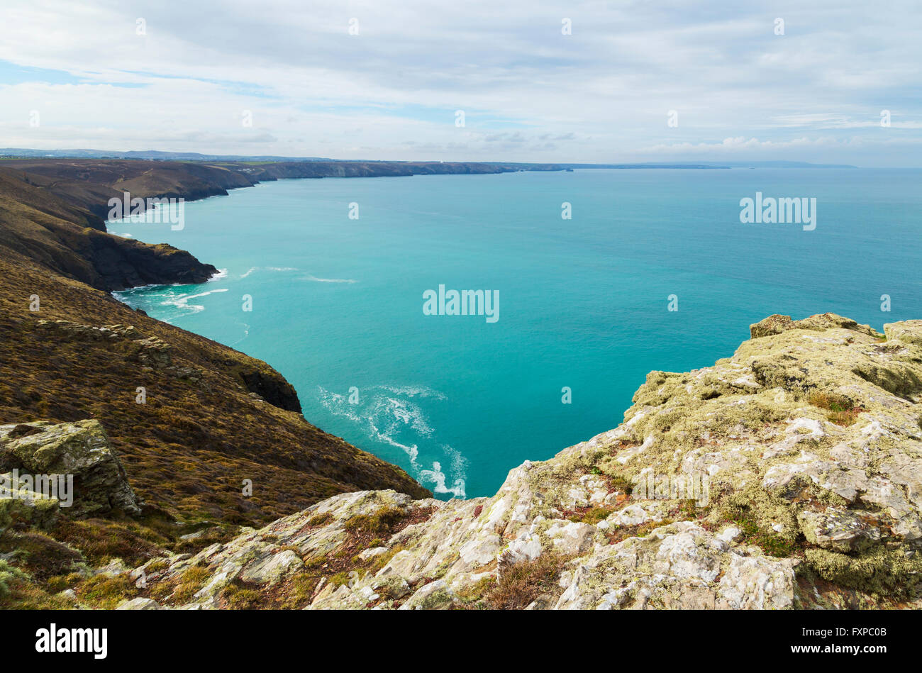 Die Küste Aussicht auf St Agnes Head in North Cornwall Stockfoto