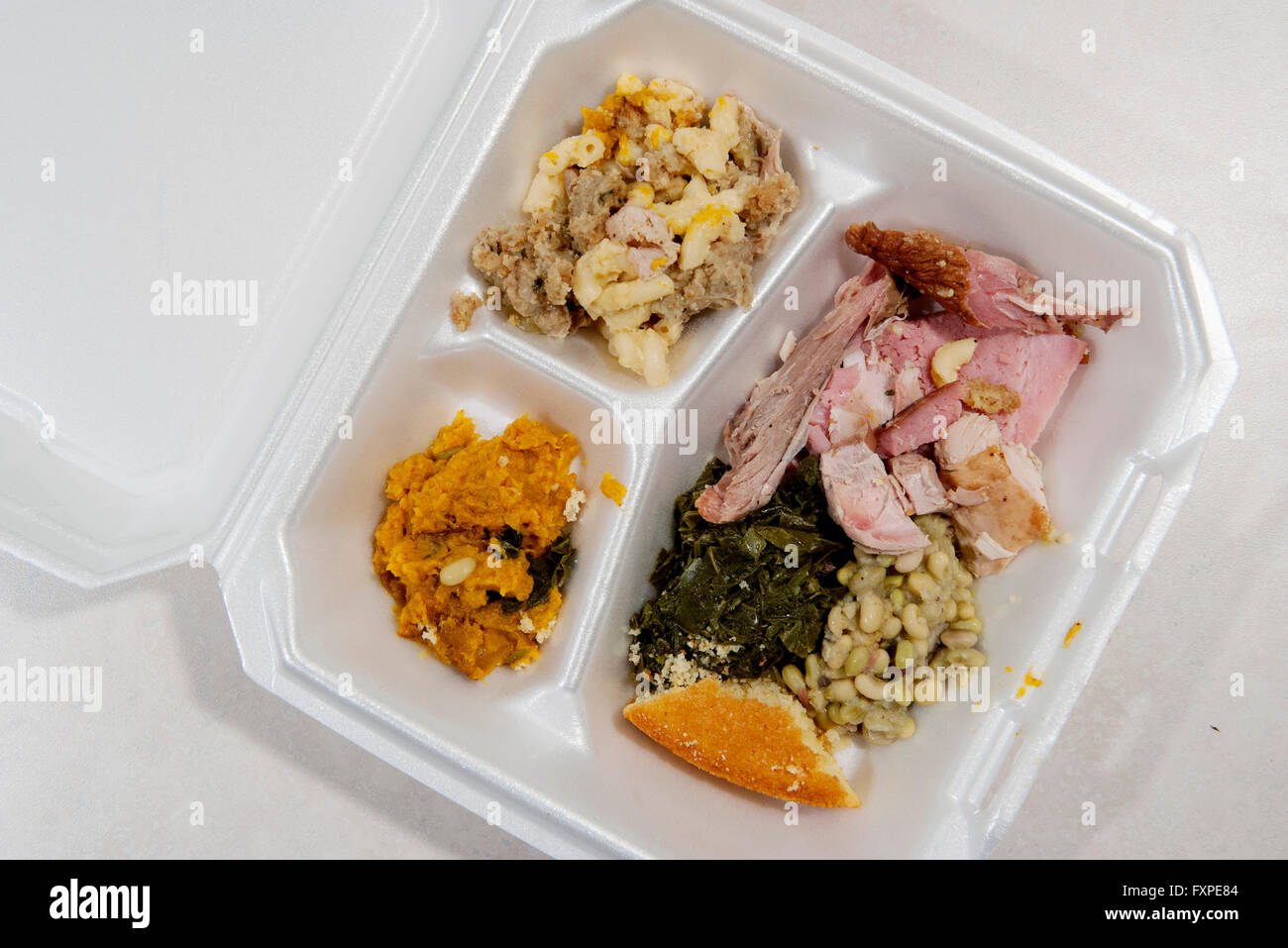 Take Away Speisen in Styropor-container Stockfoto