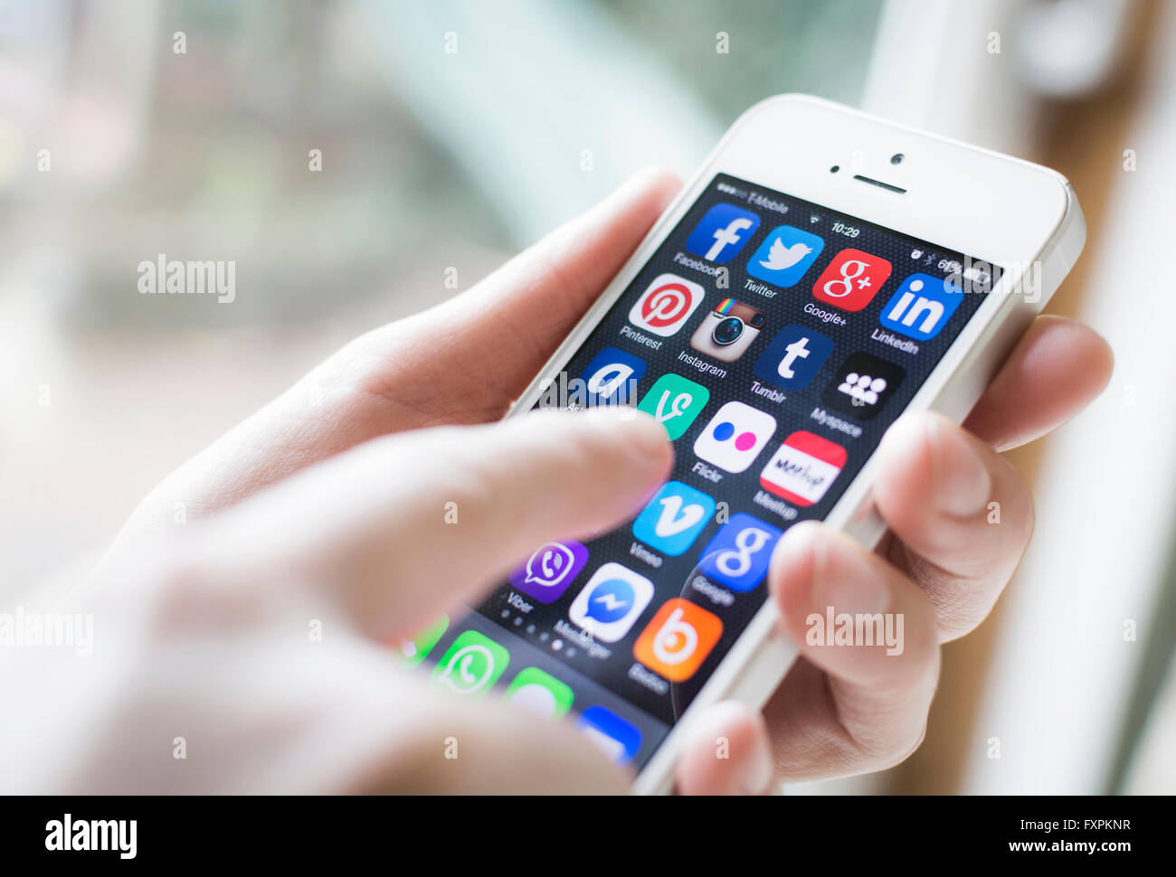 Social Media auf Smartphone-Bildschirm Stockfoto