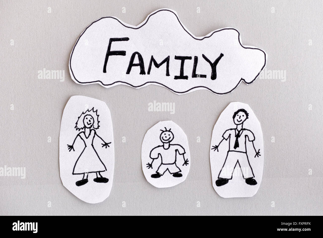Glücklich Papier Familie. Konzept-Bild. Hautnah. Stockfoto