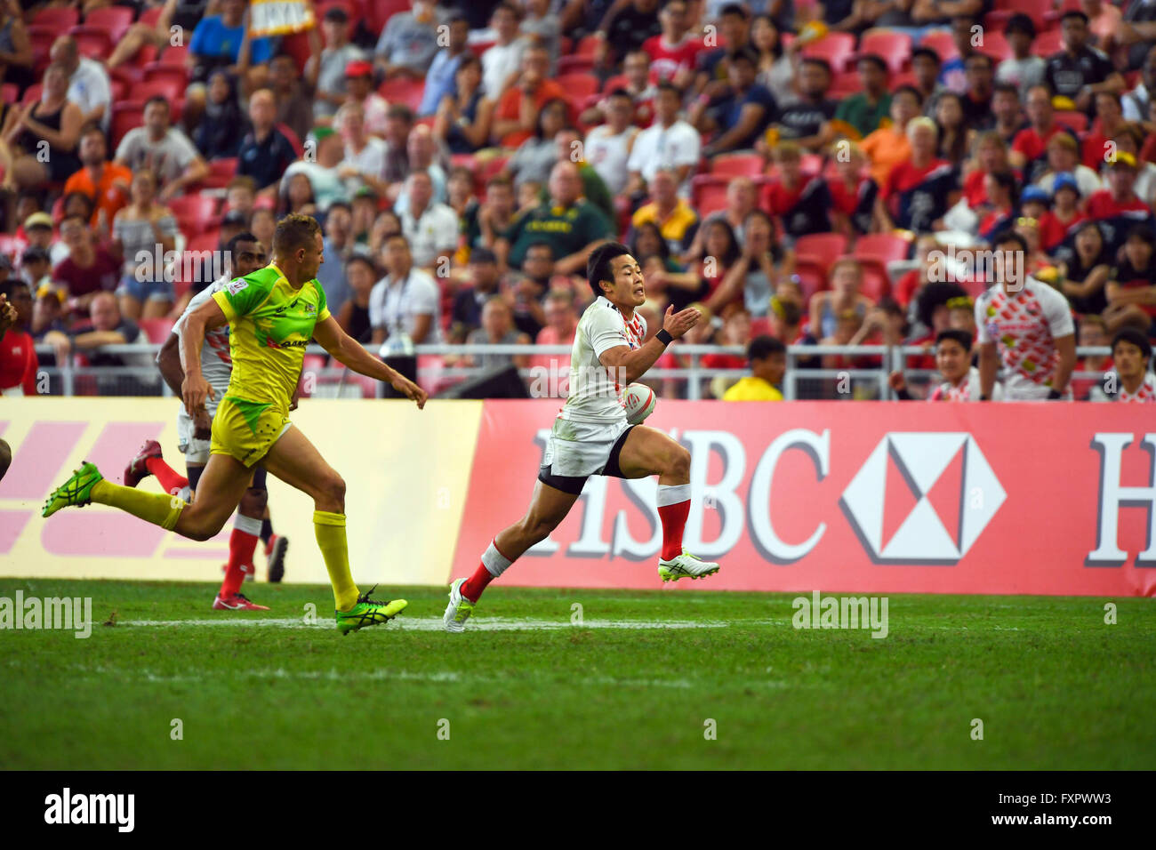 Kenki Fukuoka (JPN), APRL 16, 2016 - Rugby: HSBC Sevens World Series, Singapore Sevens Spiel Japan und Australien im National Stadium in Singapur. (Foto von Haruhiko Otsuka/AFLO) Stockfoto