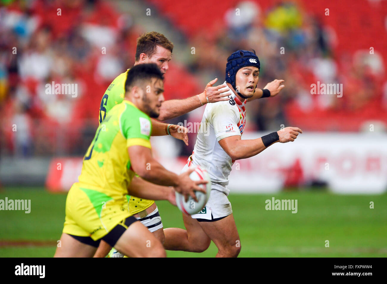 Masakatsu Hikosaka (JPN), APRL 16, 2016 - Rugby: HSBC Sevens World Series, Singapore Sevens Spiel Japan und Australien im National Stadium in Singapur. (Foto von Haruhiko Otsuka/AFLO) Stockfoto