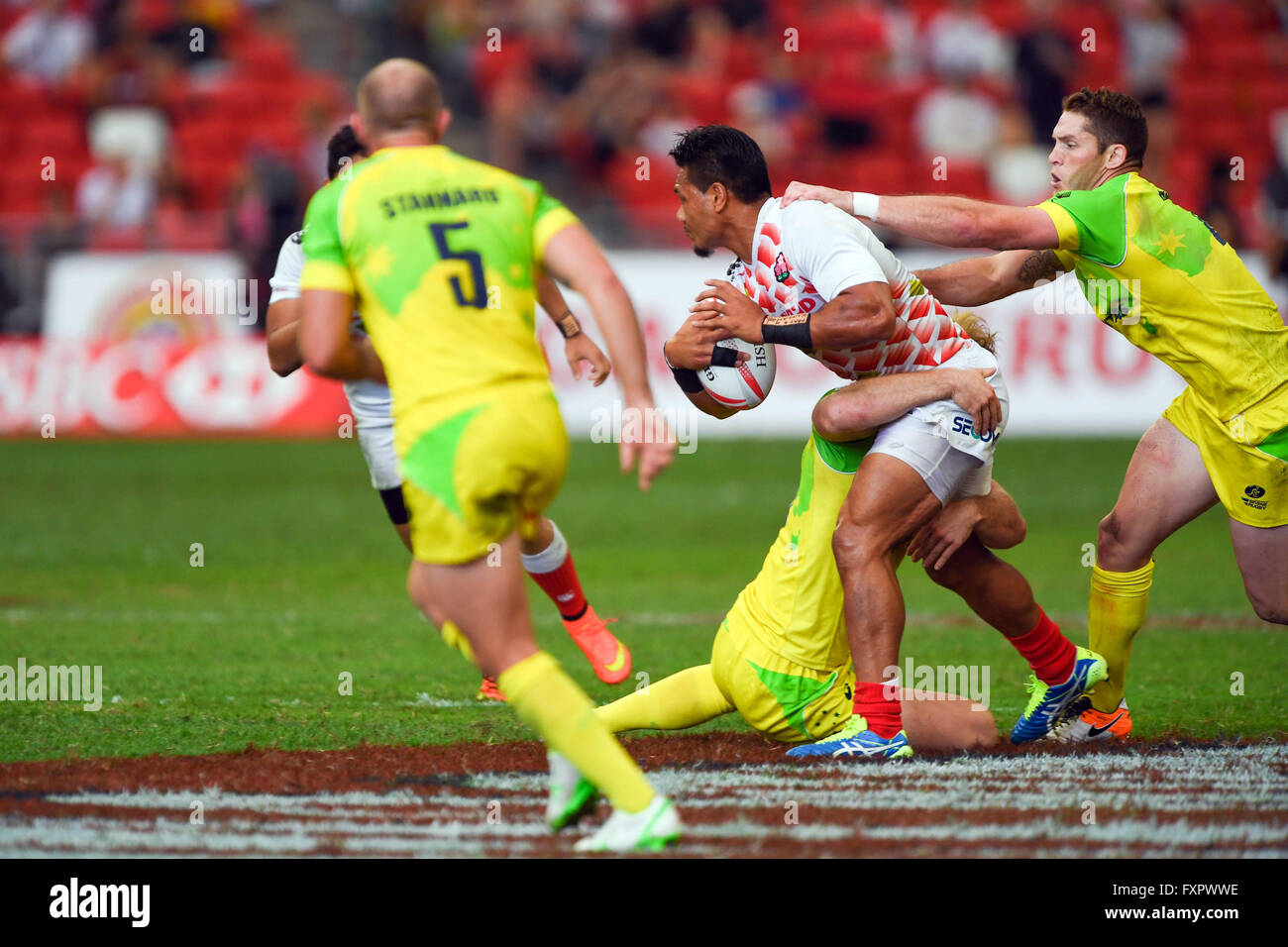Lomano Lemeki (JPN), APRL 16, 2016 - Rugby: HSBC Sevens World Series, Singapore Sevens Spiel Japan und Australien im National Stadium in Singapur. (Foto von Haruhiko Otsuka/AFLO) Stockfoto