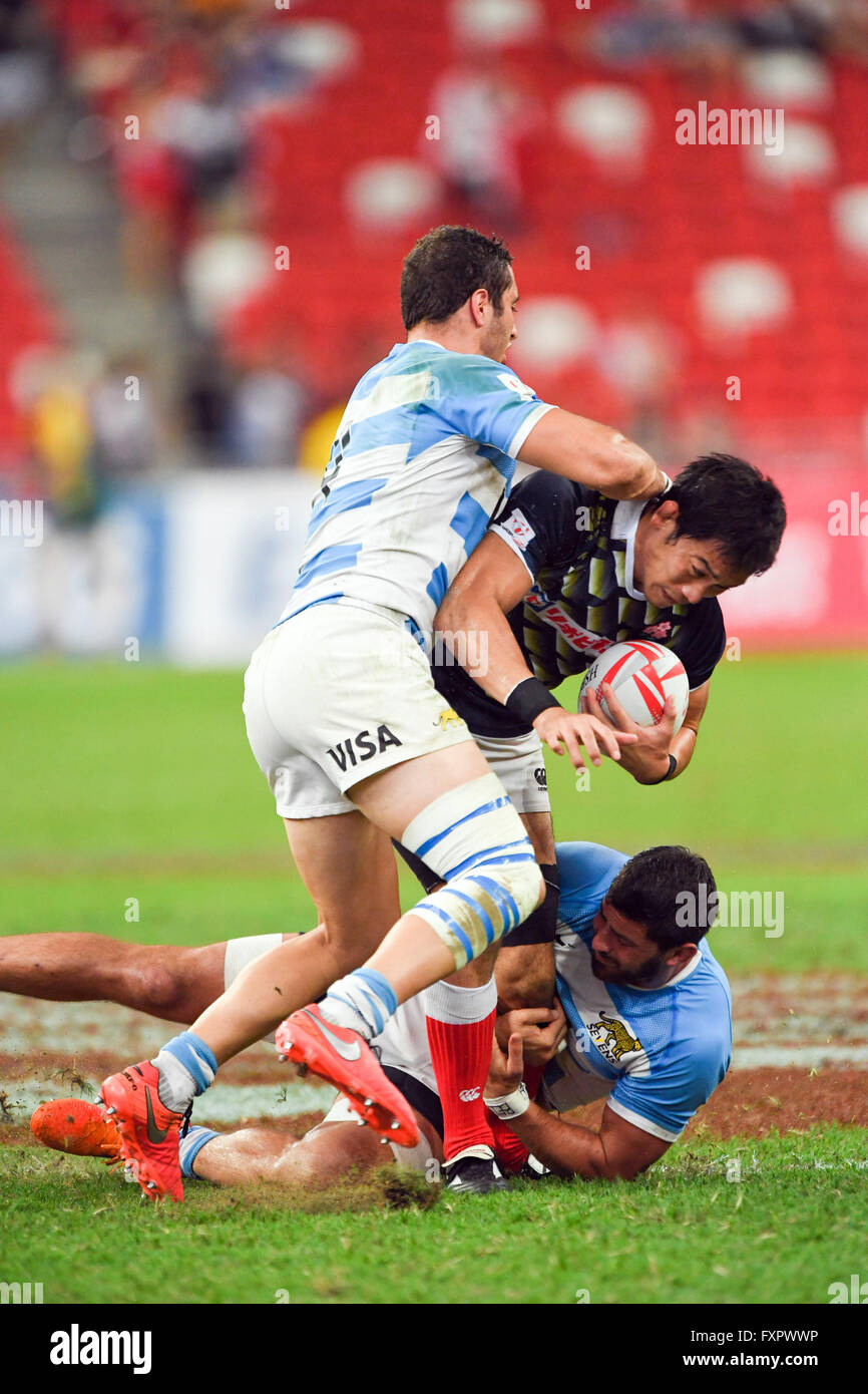Katsuyuki Sakai (JPN), APRL 16, 2016 - Rugby: HSBC Sevens World Series, Singapore Sevens Spiel Japan und Argentinien im National Stadium in Singapur. (Foto von Haruhiko Otsuka/AFLO) Stockfoto