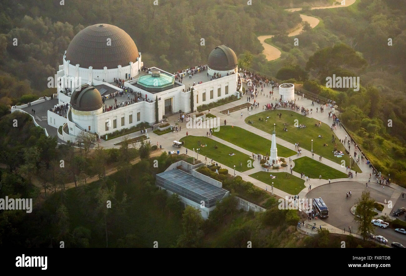 Luftaufnahme, Griffith Observatorium, Sternwarte in der City, Los Angeles, Los Angeles County, Kalifornien, USA, Vereinigte Staaten Stockfoto