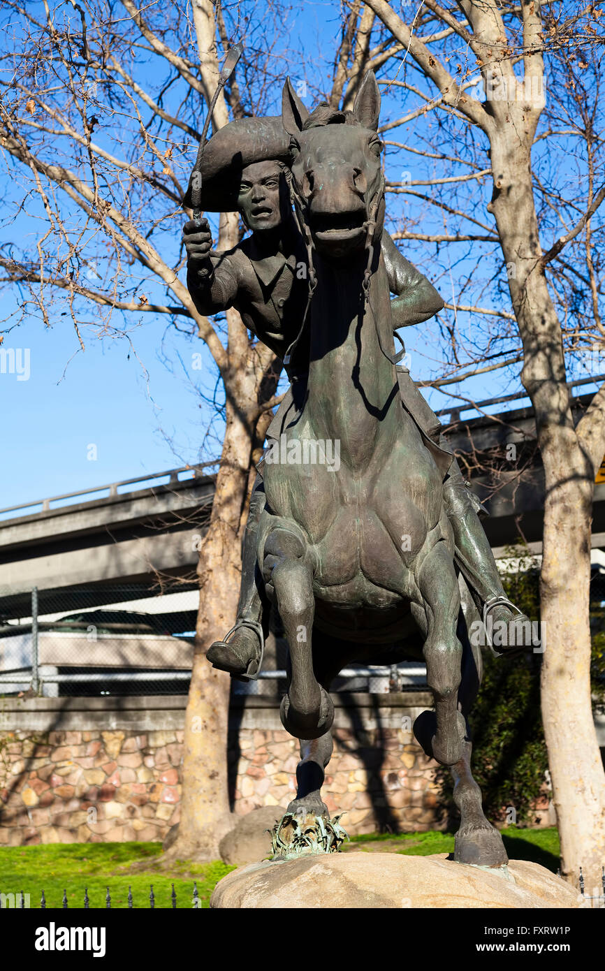 Statue von Pony Express Reiter Altstadt Sacramento Stockfoto