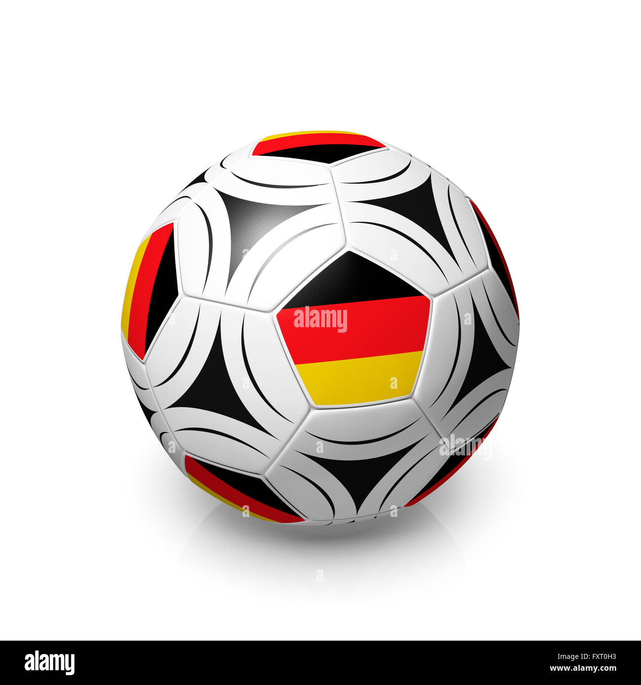 Ein Fußball mit einer deutschen Flagge 3d Render auf weißem Hintergrund. Stockfoto Ein Fußball mit einer deutschen Flagge 3d Render auf weißem Hintergrund. Stockfoto