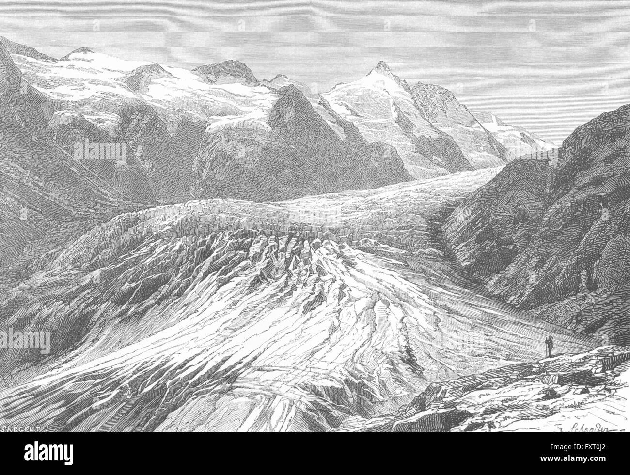Österreich: Gross-Glockner & Pasterzengletscher, antiken print c1885 Stockfoto
