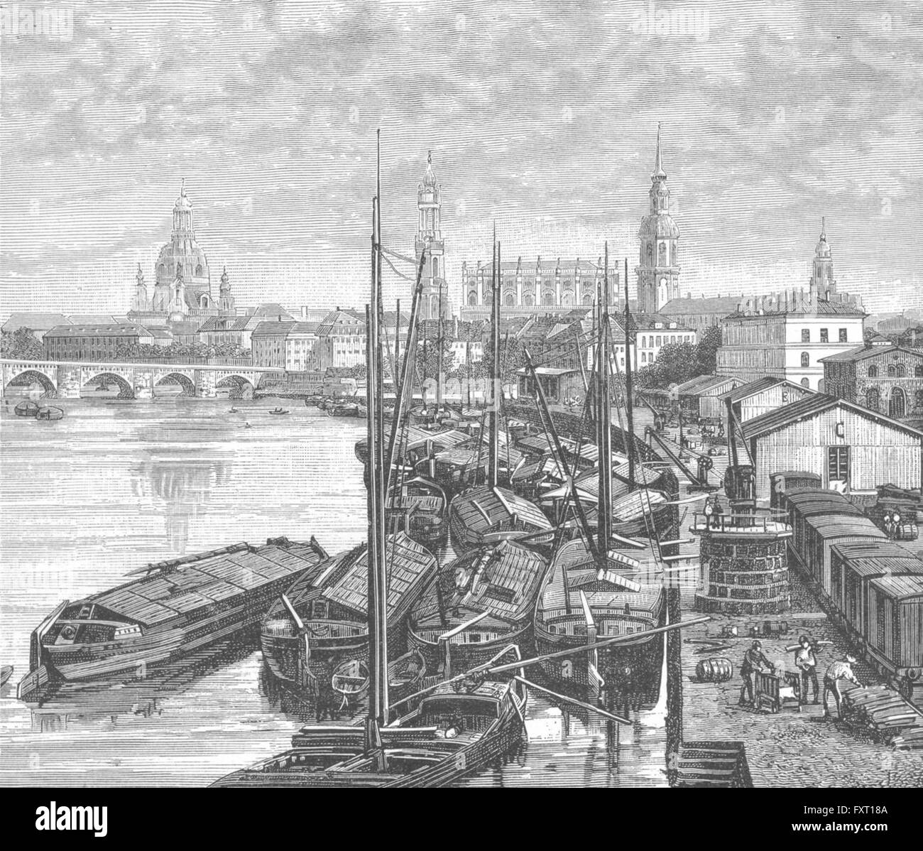 Deutschland: Dresden, antike print c1885 Stockfoto