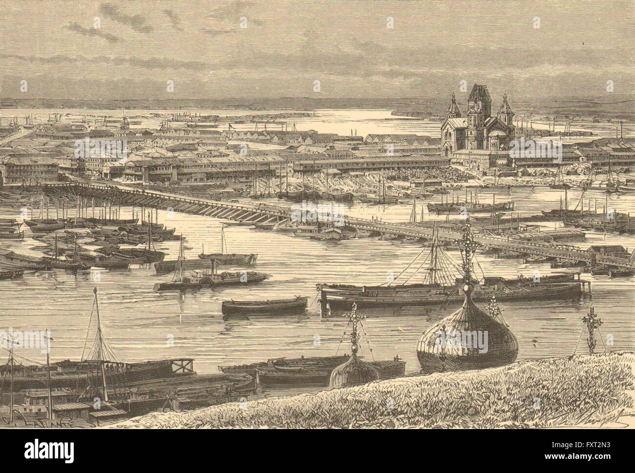 Russland: Nijni-Nowgorod, rechten Ufer der Oka, antiken print c1885 Stockfoto