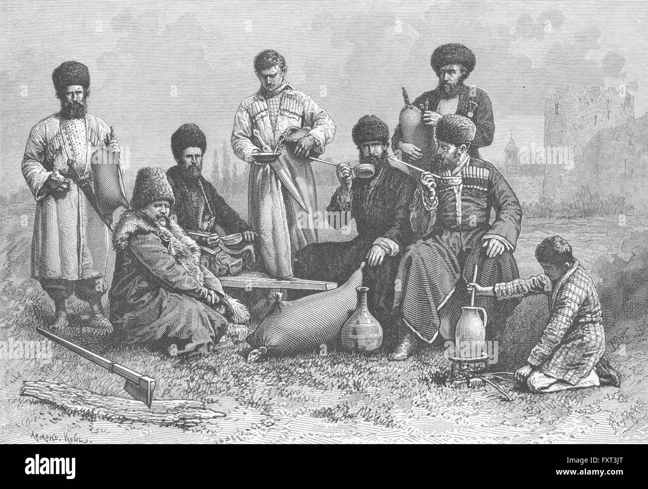 Georgien: Georgische Typen & Kostüme, antiken Drucken c1885 Stockfoto