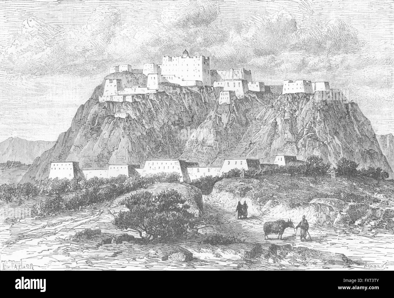 TIBET: Lhasa-Lamassery des Potala, 17. Jahrhundert, antique print c1885 Stockfoto