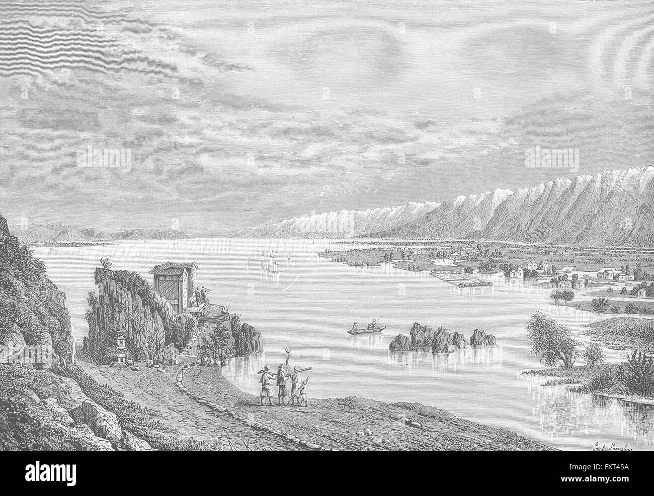 CHINA: Erhai-Blick auf den See, antiken print c1885 Stockfoto