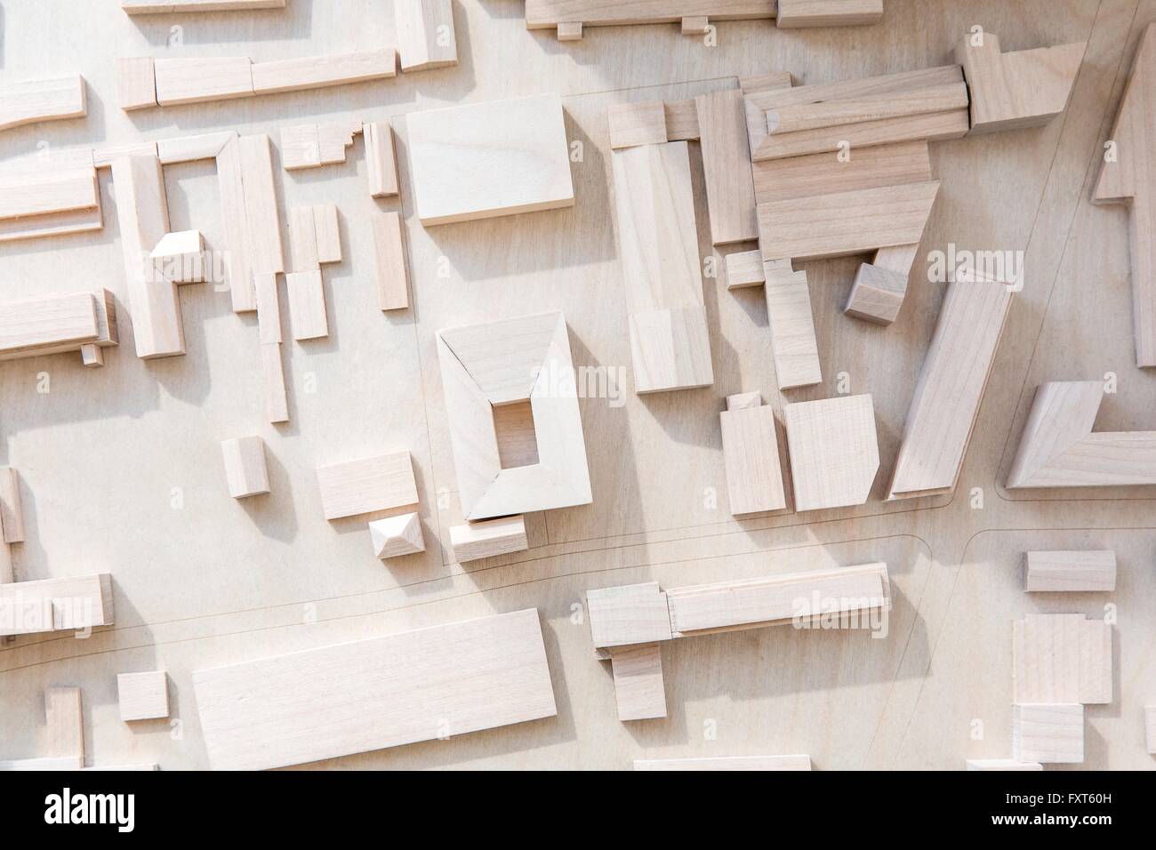 Draufsicht der architektonischen Holzmodell Stockfoto