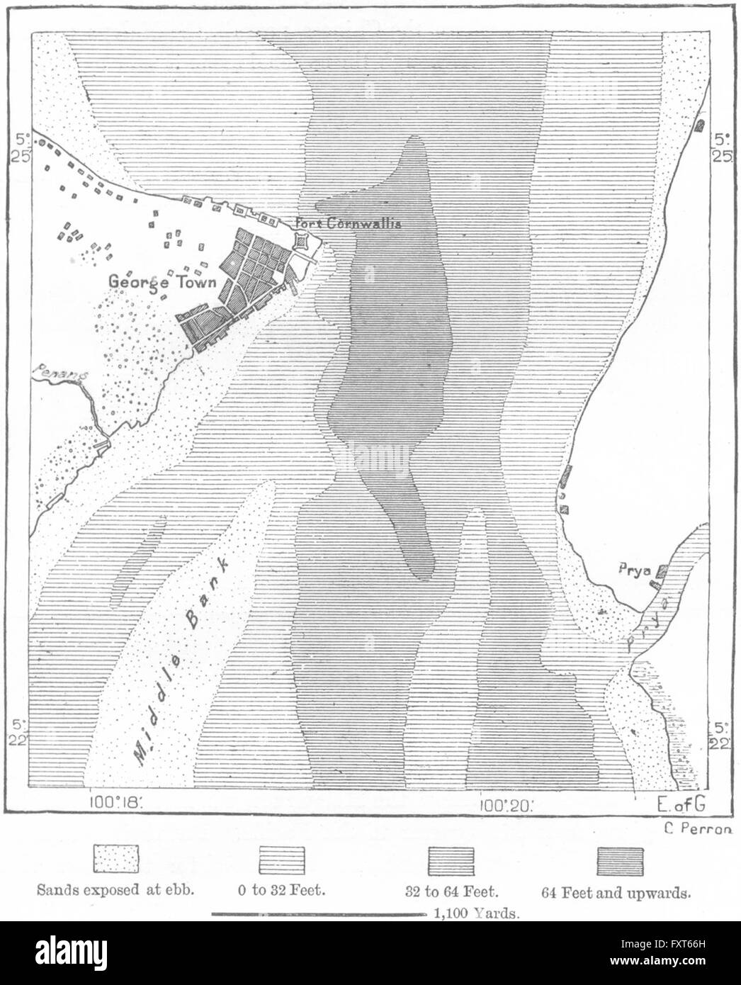MALAYSIA: George Town, Kartenskizze, c1885 Stockfoto