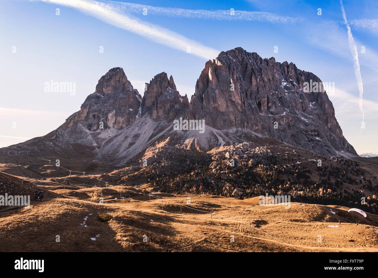 Berglandschaft und schroffen Felsformationen, Dolomiten, Italien Stockfoto