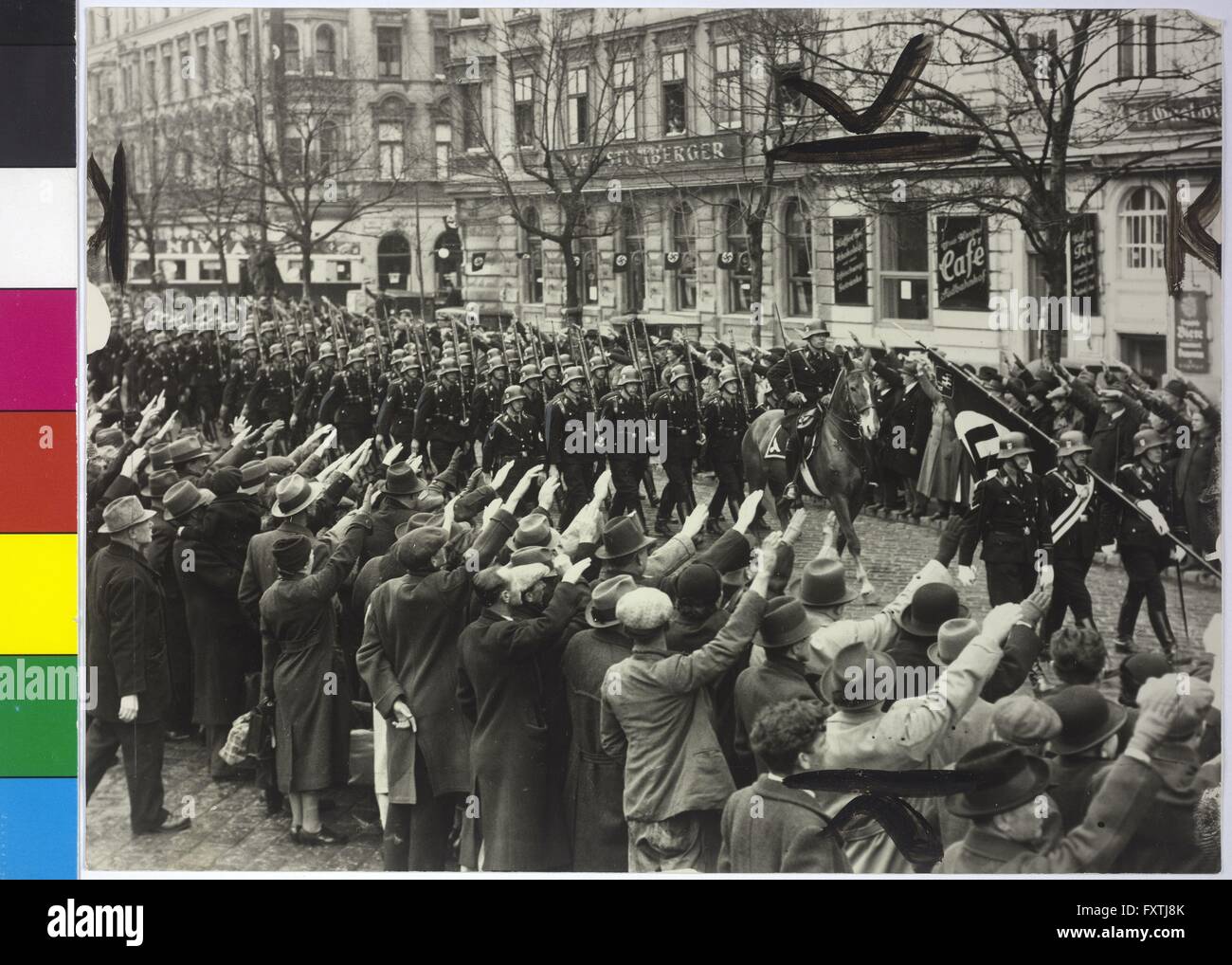 Eintreffen des Ersten Bataillons der SS-Standarte 3 in Wien Stockfoto