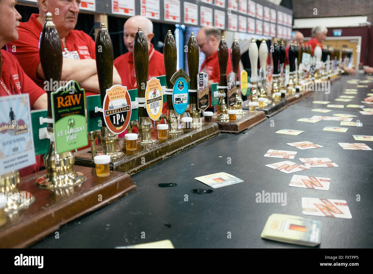 Eine CAMRA Festival Bierbar. Stockfoto
