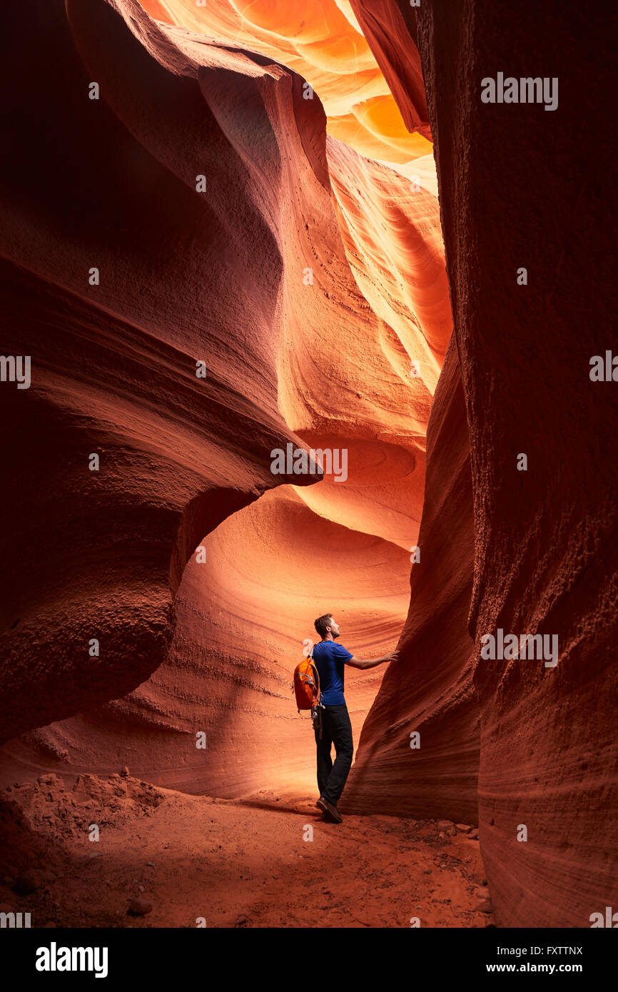 Wanderer, Antelope Canyon, Page, Arizona Stockfoto