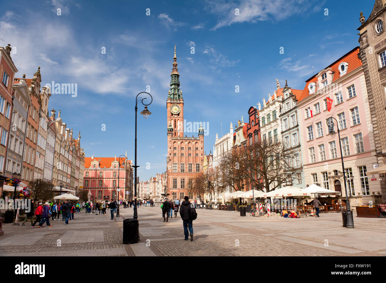 Dekorative Laterne in Danzig, Main Rathaus hinaus polnische Namen Ratusz Miasta, historische Architektur Außenansicht. Stockfoto