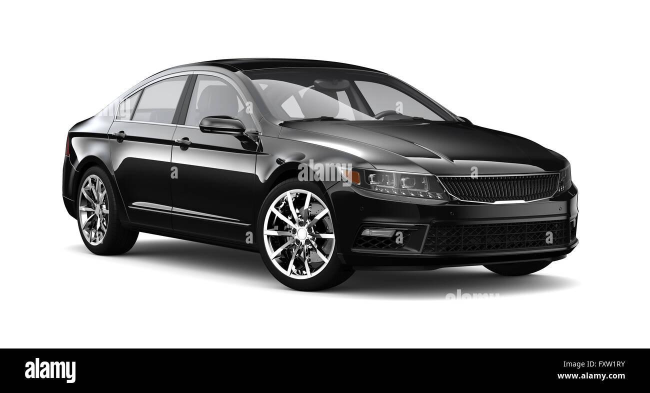 Schwarzen generische Limousine auf weiß Stockfoto