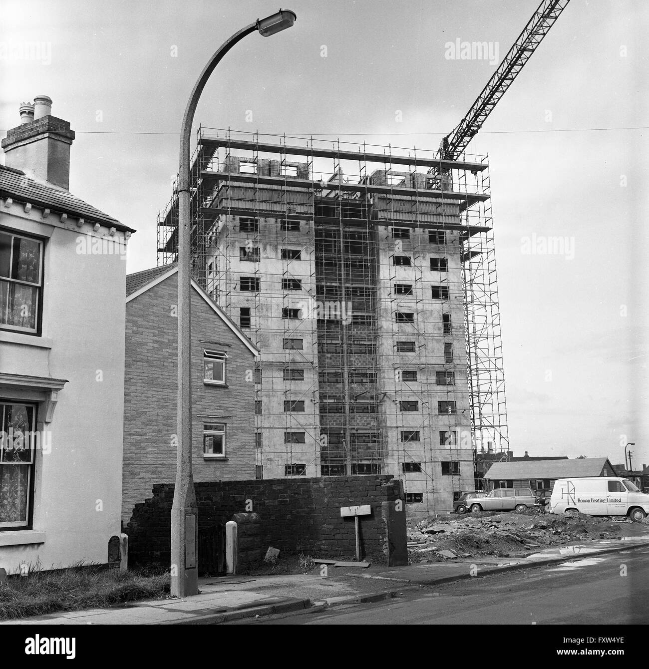 High-Rise Wohnungen im Bau Großbritannien 1967 1960s Stockfoto