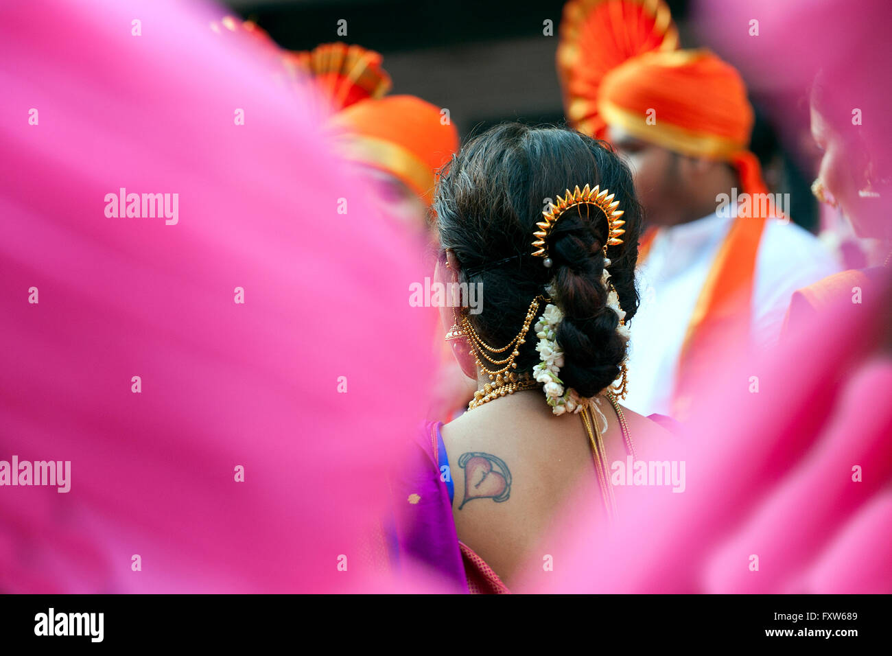 Das Bild der Prozession wurde erschossen in Girgaon Mumbai, Maharashtra, India Stockfoto