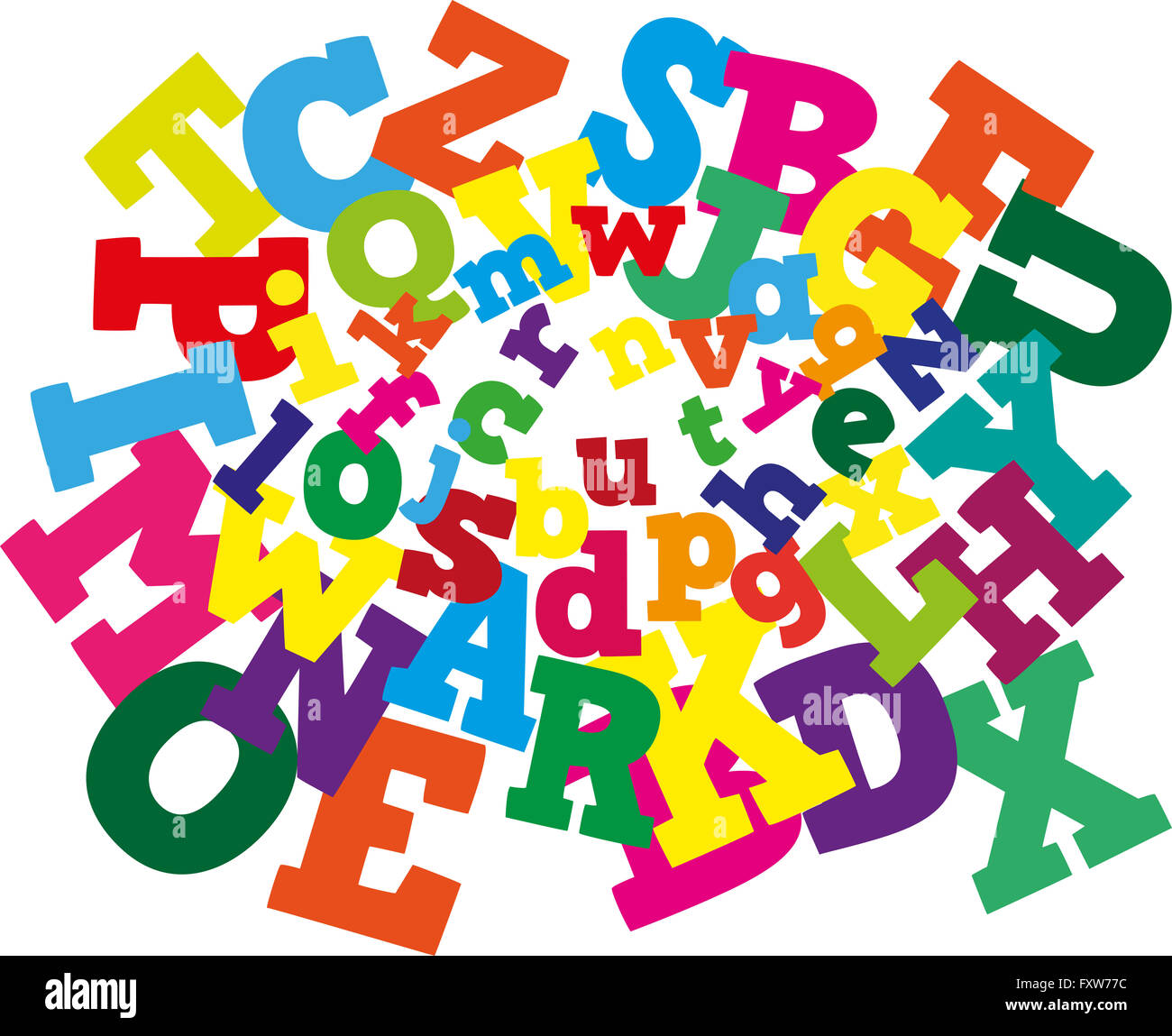 Nahtlose Muster der Abc Buchstaben auf weißem Hintergrund Stockfoto