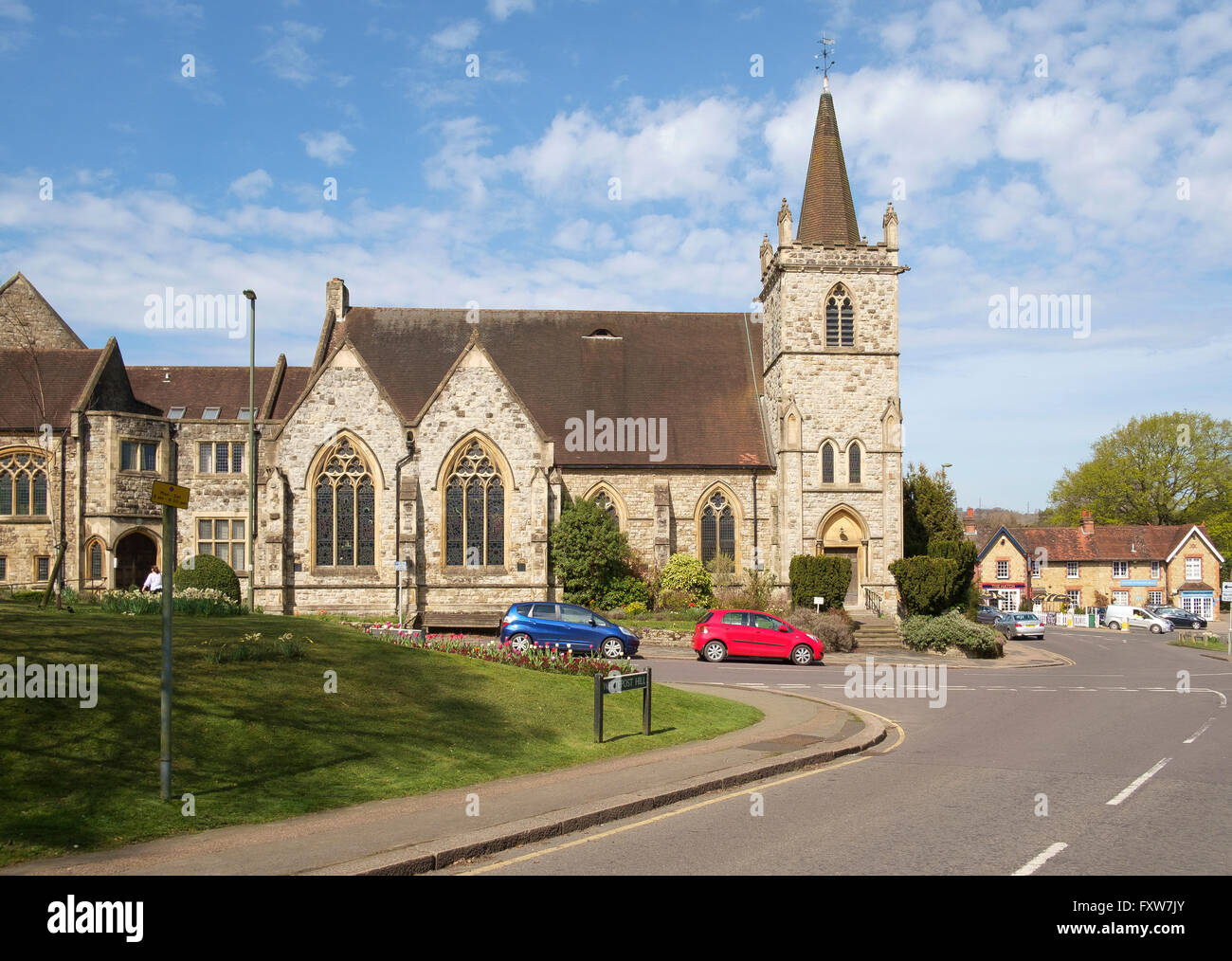 Außenseite des Redhill evangelisch reformierte Kirche, Grenzen Redhill/Reigate, Surrey, UK Stockfoto