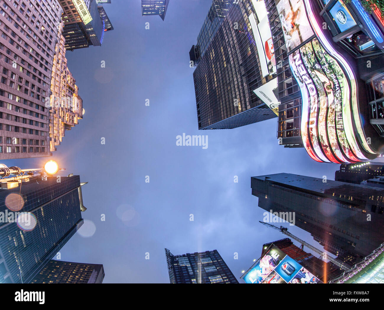 Times Square, Werbetafel, fisheye, Manhattan, New York Stockfoto