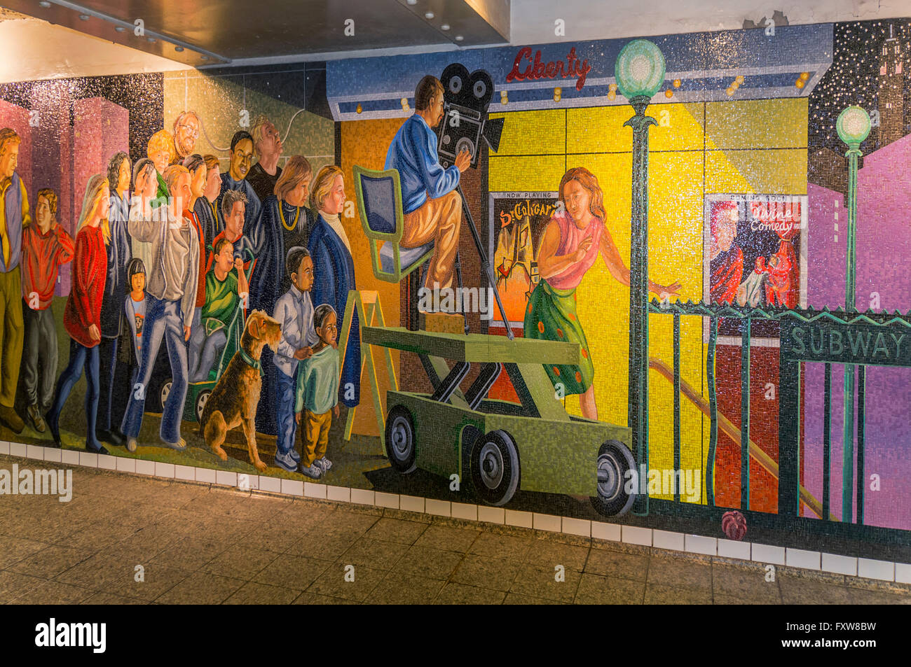 Wandbild am Times Square, Subway, New York City Stockfoto