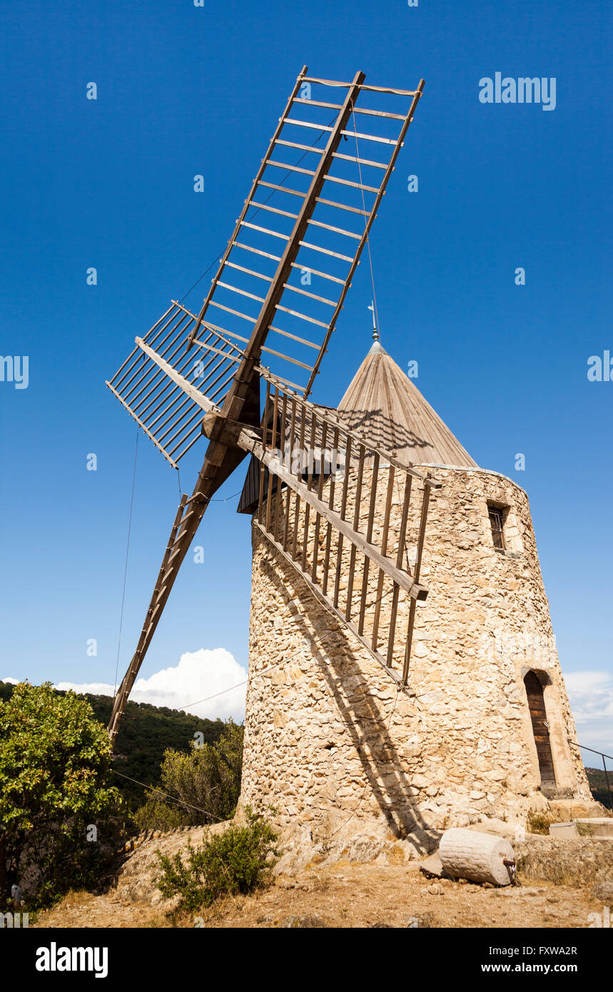 Sankt Rochus Windmühle, Grimaud, Cote d ' Azur, Frankreich Stockfoto