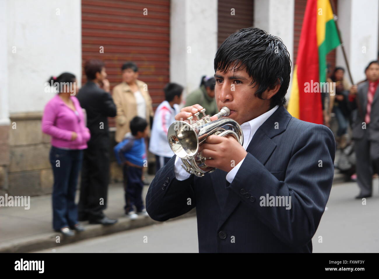 Bolivien - 08.06.2013 - Bolivien / Sucre (Bolivien) / Sucre (Bolivien) - 6. August parade für Nationalfeiertag bei der Hauptstadt Cit Stockfoto