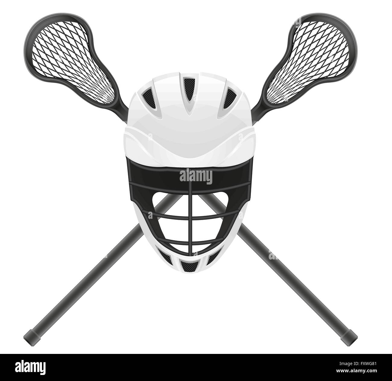 Lacrosse-Ausrüstung-Vektor-Illustration isoliert auf weißem Hintergrund  Stock-Vektorgrafik - Alamy