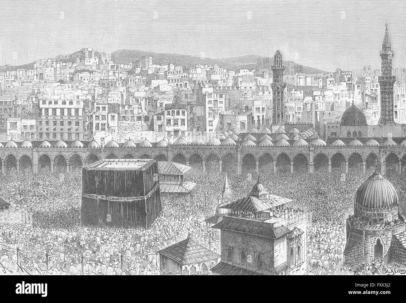 SAUDI Arabien: Mekka-Court der Kaaba, antique print c1885 Stockfoto
