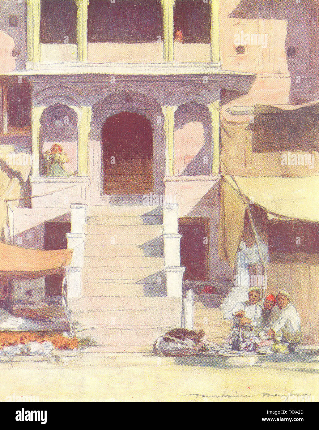 Indien: Von der Treppe des Palastes, antique print 1905 Stockfoto