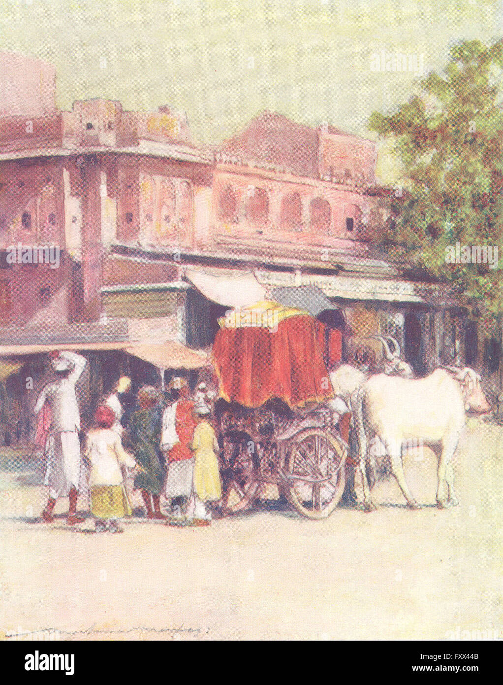 Indien: Eine native Bull-Cart, Jaipur, antique print 1905 Stockfoto